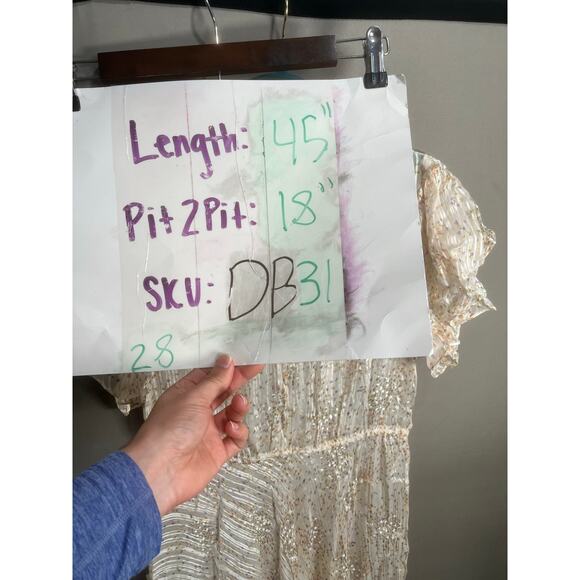 VTG “The Silk Farm” Designed By Incinoo Cream 100% Silk Midi Sheer Dress Sz L - Picture 4 of 14